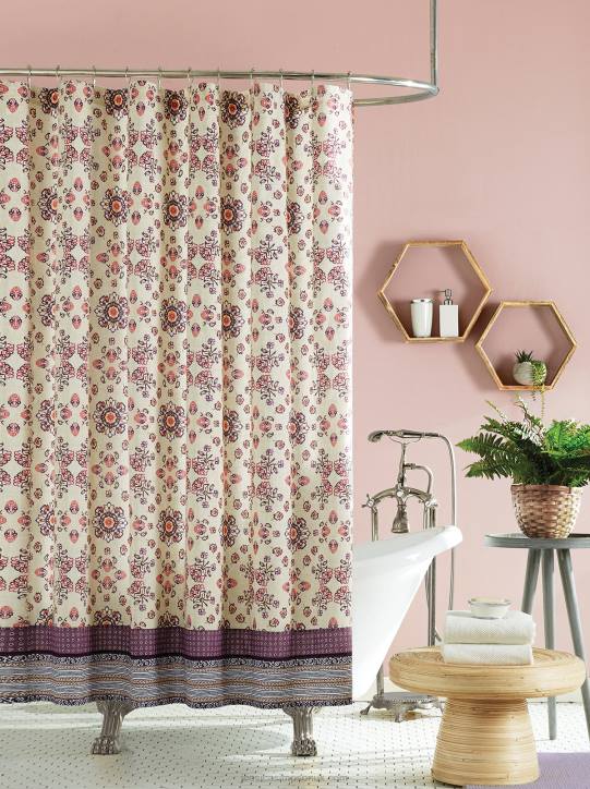 Lola Lined Shower Curtain in Purple FloralJessica Simpson 6JRJ1071