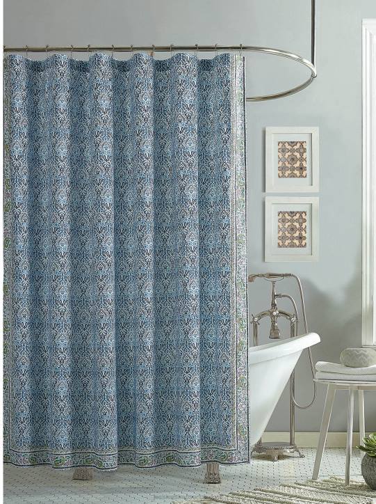 Talca Lined Shower Curtain in BlueJessica Simpson 6JRJ1072
