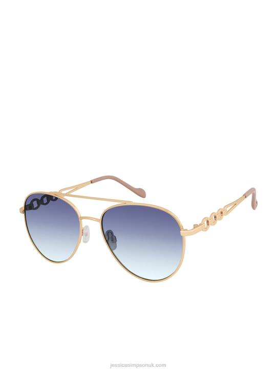 Classic Aviator with Link Detail in Gold & NudeJessica Simpson 6JRJ1041
