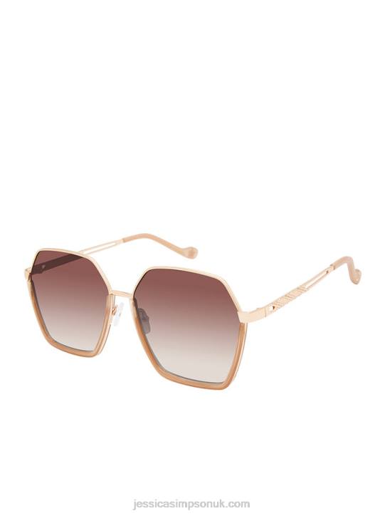 Geometric Metal Sunglasses in Gold & NudeJessica Simpson 6JRJ1032