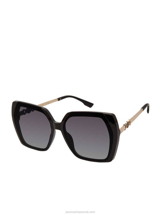 Geometric Metal Temple Sunglasses in BlackJessica Simpson 6JRJ1017 Geometric Metal Temple Sunglasses in BlackJessica Simpson 6JRJ1017
