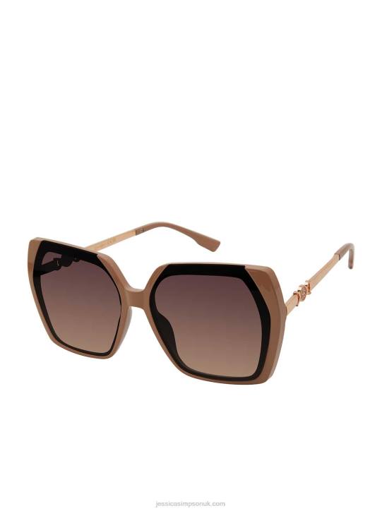 Geometric Metal Temple Sunglasses in NudeJessica Simpson 6JRJ1018