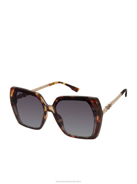 Geometric Metal Temple Sunglasses in TortoiseJessica Simpson 6JRJ1016