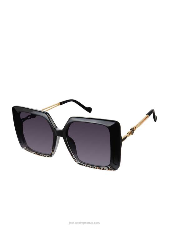 Glamorous Square Metal Temple Sunglasses in BlackJessica Simpson 6JRJ1012