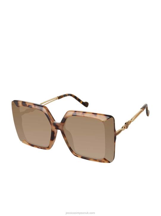 Glamorous Square Metal Temple Sunglasses in TortoiseJessica Simpson 6JRJ1011