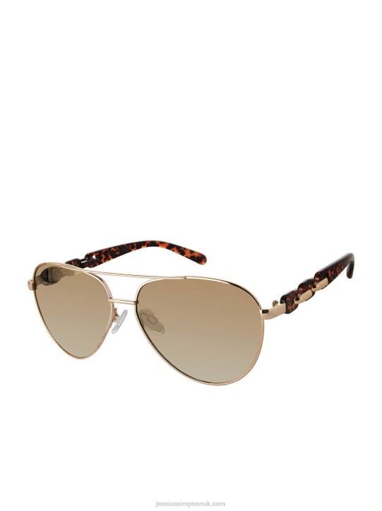 Metal Aviator Pilot Sunglasses in Gold & LeopardJessica Simpson 6JRJ972