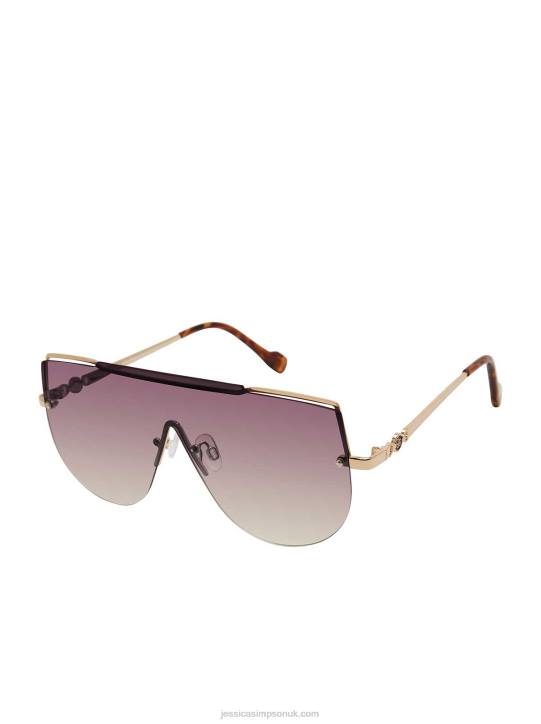 Metal Aviator Shield Sunglasses in GoldJessica Simpson 6JRJ960