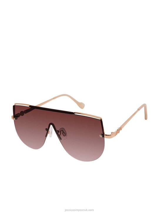 Metal Aviator Shield Sunglasses in Rose GoldJessica Simpson 6JRJ959