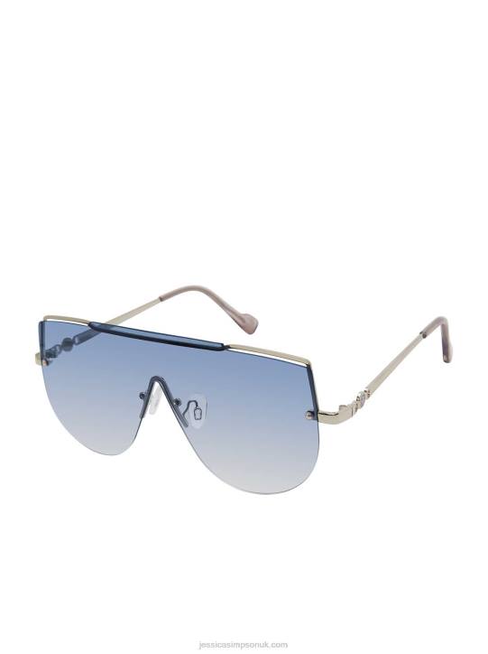 Metal Aviator Shield Sunglasses in SilverJessica Simpson 6JRJ958