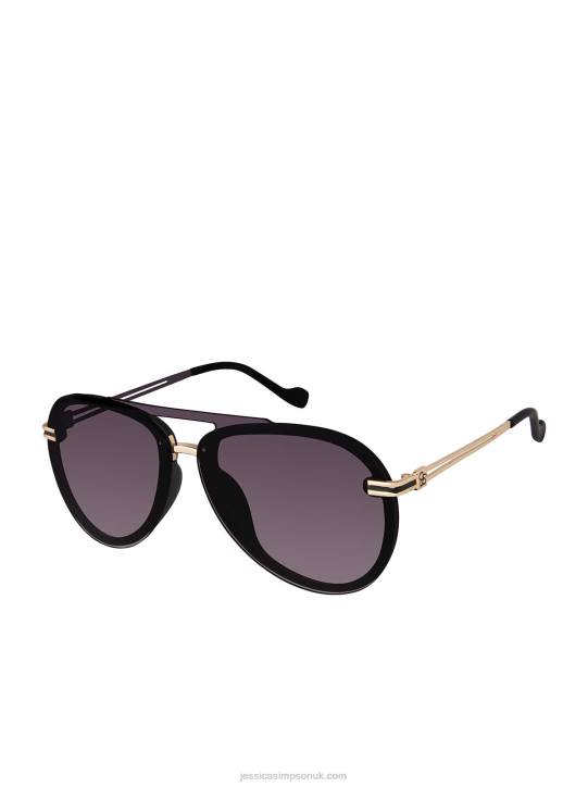 Metal Aviator Sunglasses in Smoke Matte BlackJessica Simpson 6JRJ944
