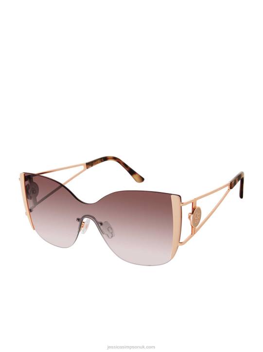 Metal Cat Eye Shield Sunglasses in Rose GoldJessica Simpson 6JRJ956