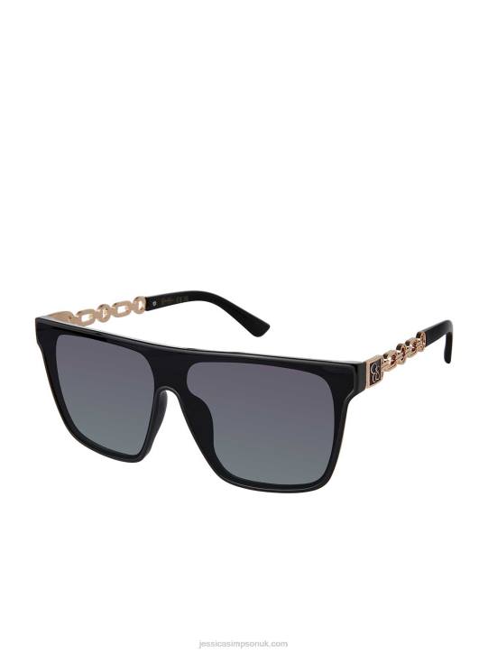 Metal Square Shield Sunglasses in BlackJessica Simpson 6JRJ948