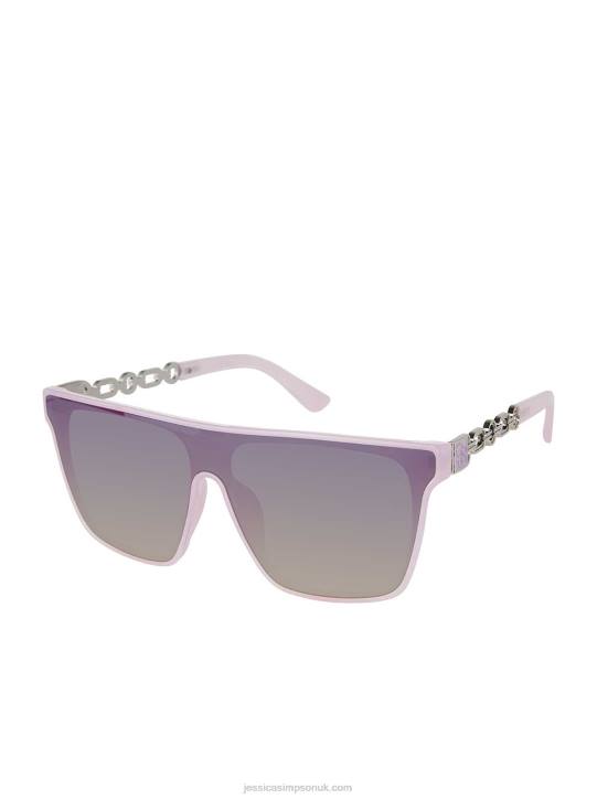 Metal Square Shield Sunglasses in LavenderJessica Simpson 6JRJ949