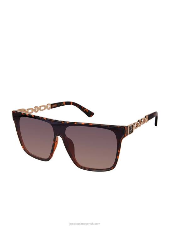 Metal Square Shield Sunglasses in TortoiseJessica Simpson 6JRJ947