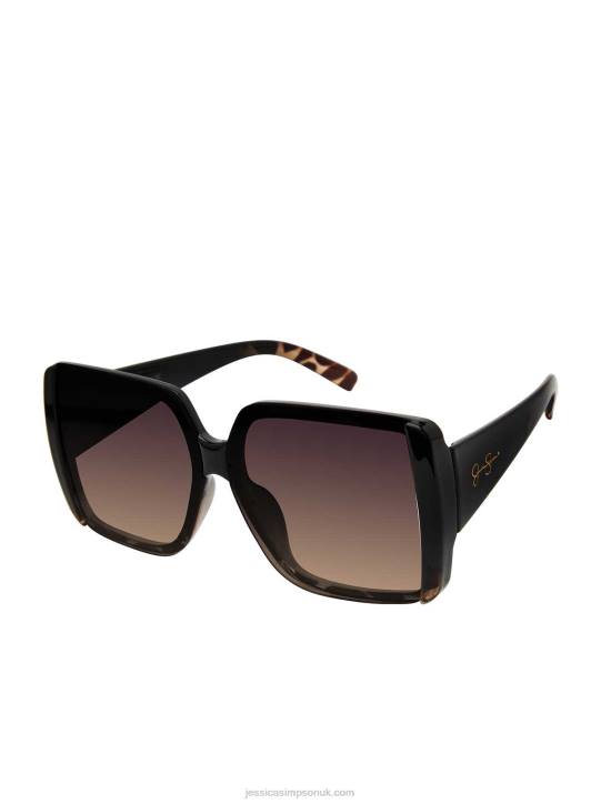 Oversized Glamorous Square Sunglasses in Black and TortoiseJessica Simpson 6JRJ1023