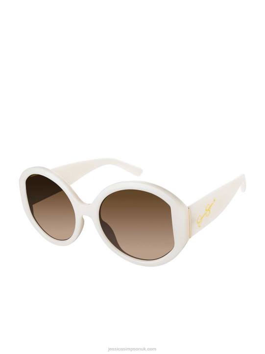 Oversized Round Sunglasses in CreamJessica Simpson 6JRJ986