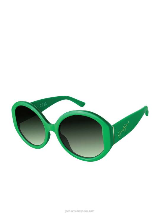 Oversized Round Sunglasses in Shamrock GreenJessica Simpson 6JRJ985