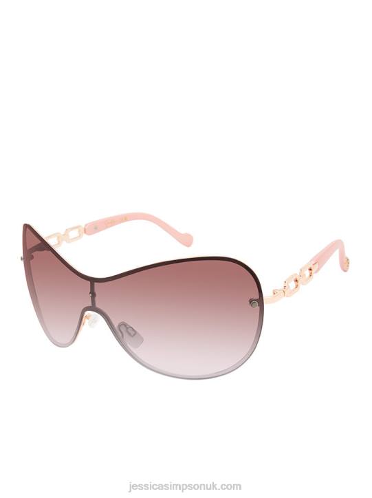 Oversized Rounded Shield Sunglasses in Rose GoldJessica Simpson 6JRJ1026 Oversized Rounded Shield Sunglasses in Rose GoldJessica Simpson 6JRJ1026