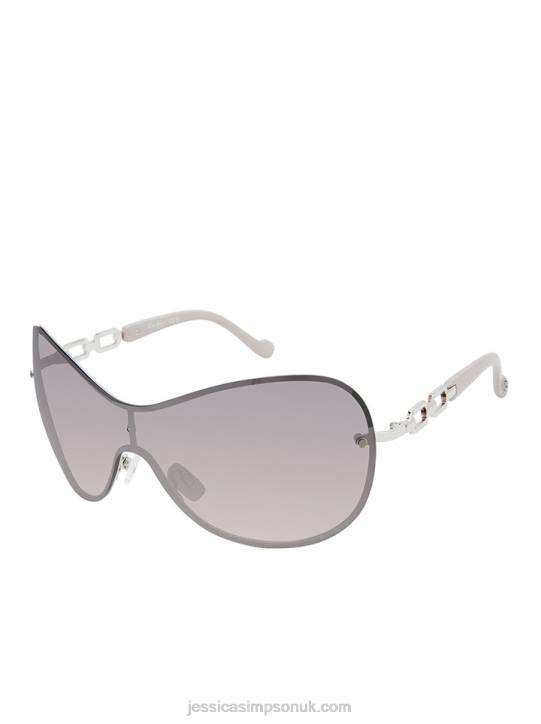 Oversized Rounded Shield Sunglasses in Silver & GreyJessica Simpson 6JRJ1027