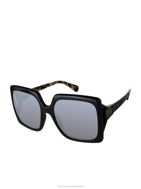 Oversized Square Sunglasses in Black & OatmealJessica Simpson 6JRJ951