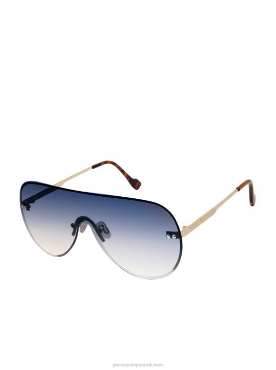 Rimless Metal Aviator Shield Sunglasses in GoldJessica Simpson 6JRJ955