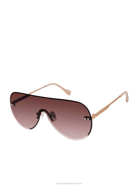 Rimless Metal Aviator Shield Sunglasses in Rose GoldJessica Simpson 6JRJ954