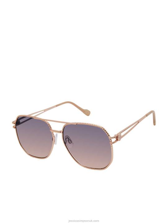 Roped Metal Geometric Aviator Sunglasses in Rose GoldJessica Simpson 6JRJ968