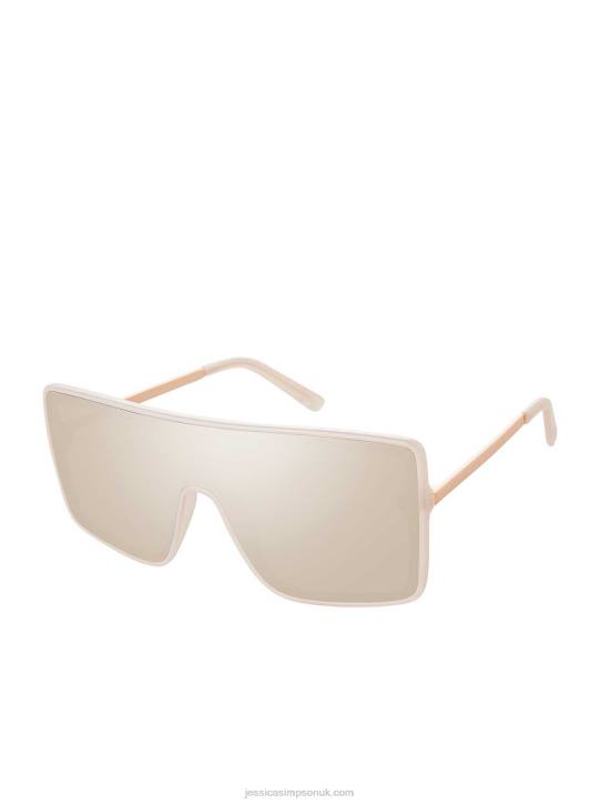 Square Shield Metal Temple Sunglasses in Rose GoldJessica Simpson 6JRJ1019