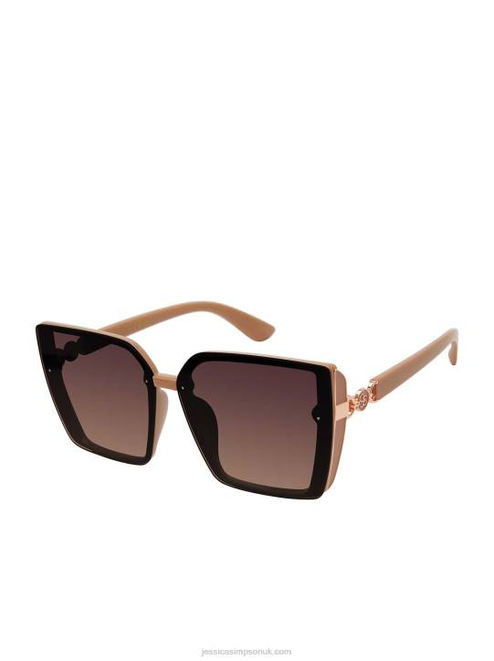 Square Side Shield Cat Eye Sunglasses in NudeJessica Simpson 6JRJ1010