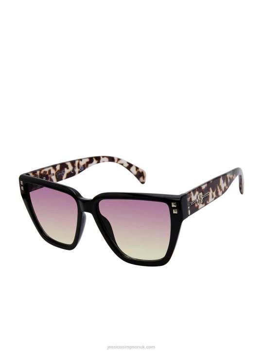 Star Studded Cat Eye Sunglasses in Black and TortoiseJessica Simpson 6JRJ1000