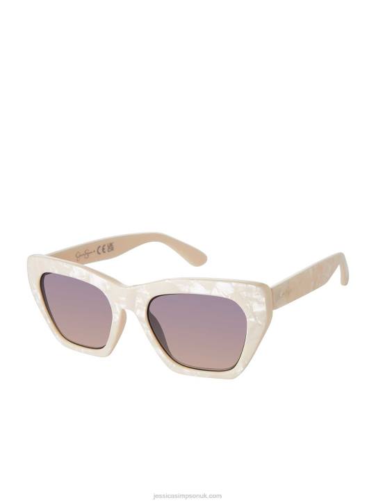 Vintage Cat Eye Sunglasses in Cream MarbleJessica Simpson 6JRJ992