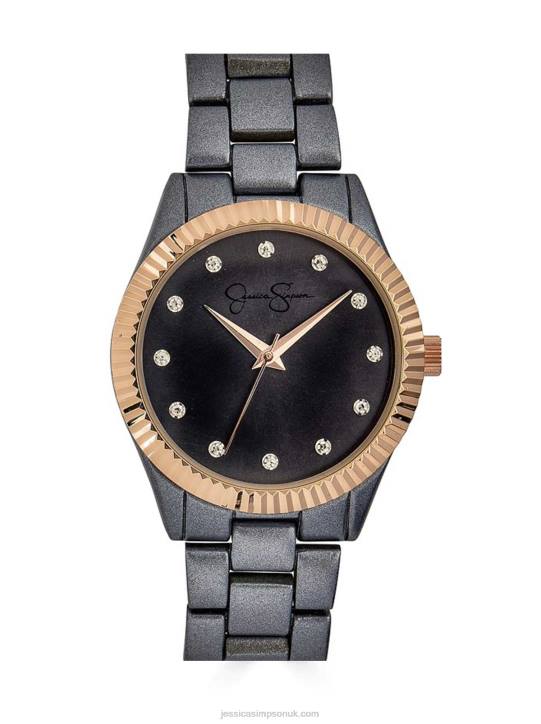 Gray & Rose Fulted Bezel Bracelet WatchJessica Simpson 6JRJ931