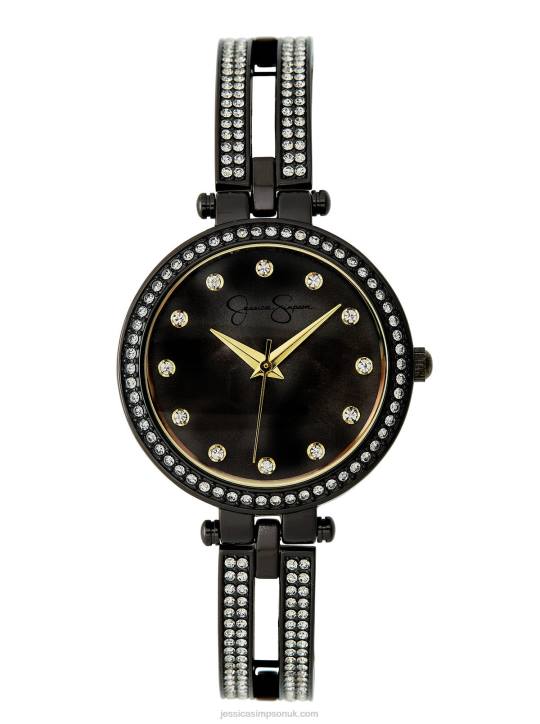 Gunmetal Crystal Double Arm Bangle WatchJessica Simpson 6JRJ923