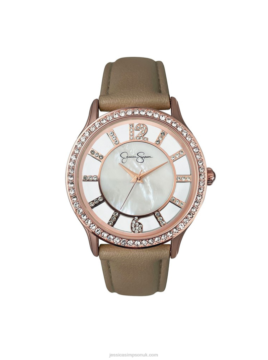 Rose Tone Genuine Mother Of Pearl Strap WatchJessica Simpson 6JRJ927