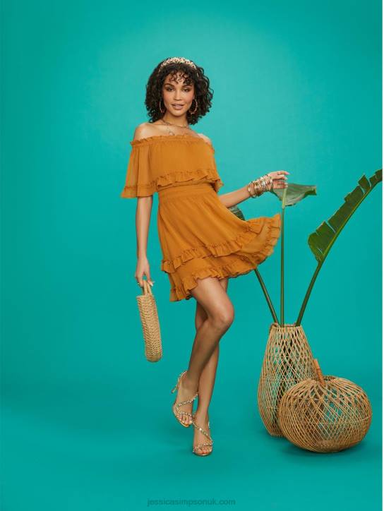 Amaya Ruffle Dress in Cathay SpiceJessica Simpson 6JRJ555