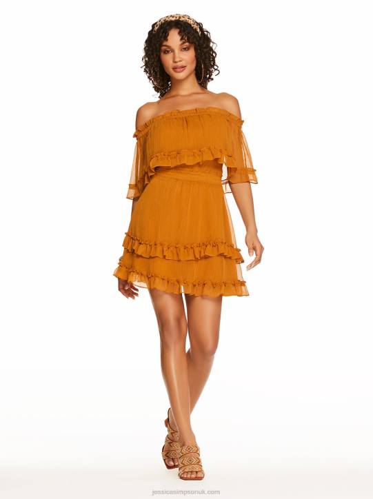 Amaya Ruffle Dress in Cathay SpiceJessica Simpson 6JRJ555