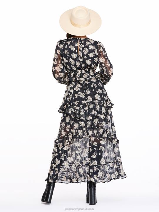 Baianca Maxi Dress in Pressed Florets BlackJessica Simpson 6JRJ534