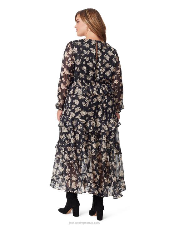 Baianca Maxi Dress in Pressed Florets BlackJessica Simpson 6JRJ534