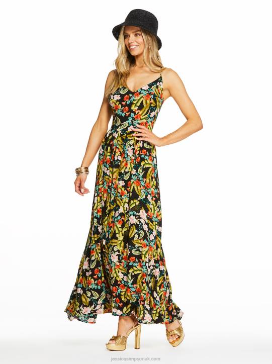 Clia Cami Dress in Island Wildflower BlackJessica Simpson 6JRJ549