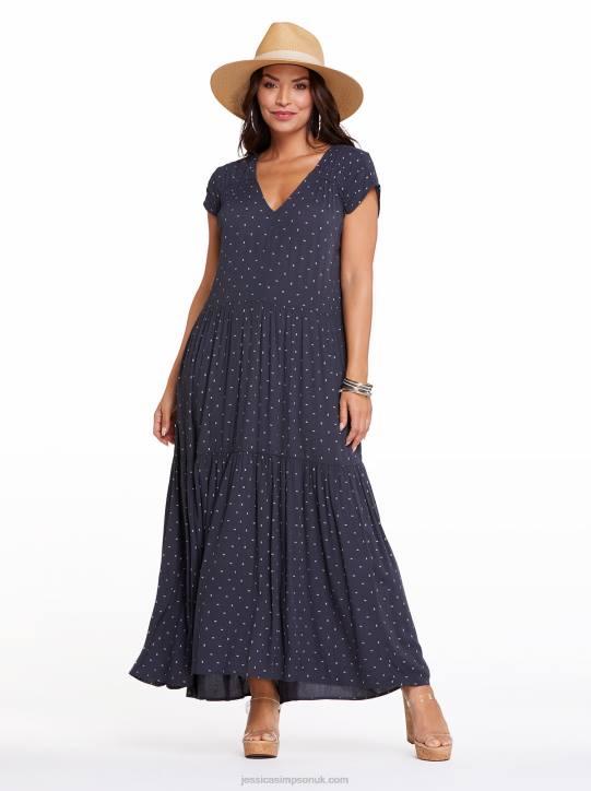 Esther Maxi Dress in Charcoal DotJessica Simpson 6JRJ566
