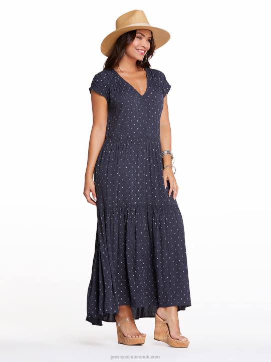 Esther Maxi Dress in Charcoal DotJessica Simpson 6JRJ566