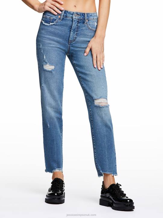 Spotlight High Rise Straight Jeans in Blue StreakJessica Simpson 6JRJ417