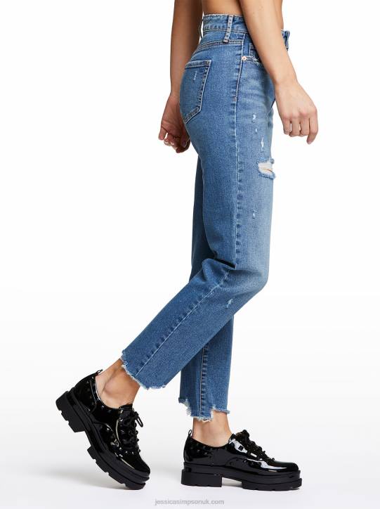 Spotlight High Rise Straight Jeans in Blue StreakJessica Simpson 6JRJ417