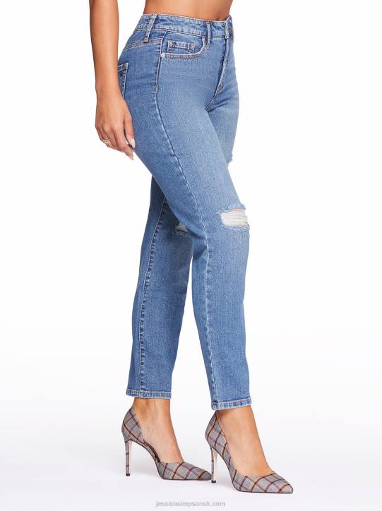 Spotlight High Rise Straight Jeans in On The RunJessica Simpson 6JRJ446