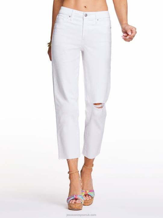 Spotlight High Rise Straight Jeans in WhiteJessica Simpson 6JRJ470