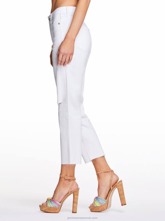 Spotlight High Rise Straight Jeans in WhiteJessica Simpson 6JRJ470