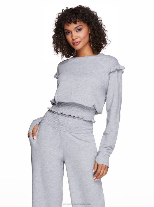 Eloise Ruffle Top in Light Heather GreyJessica Simpson 6JRJ670