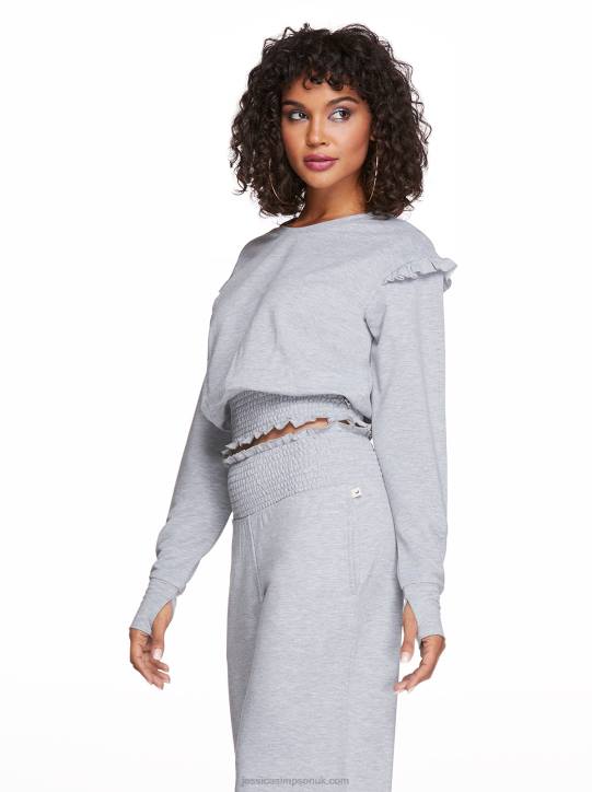 Eloise Ruffle Top in Light Heather GreyJessica Simpson 6JRJ670