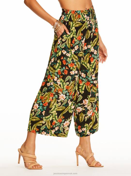 Rosalie Wide Leg Pant in Island Wildfower BlackJessica Simpson 6JRJ378