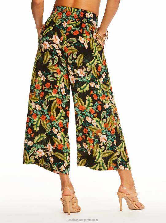 Rosalie Wide Leg Pant in Island Wildfower BlackJessica Simpson 6JRJ378